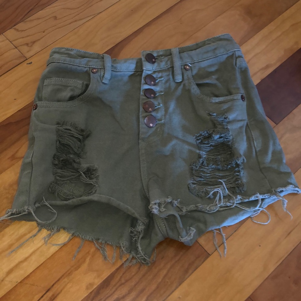 Green high rise shorts